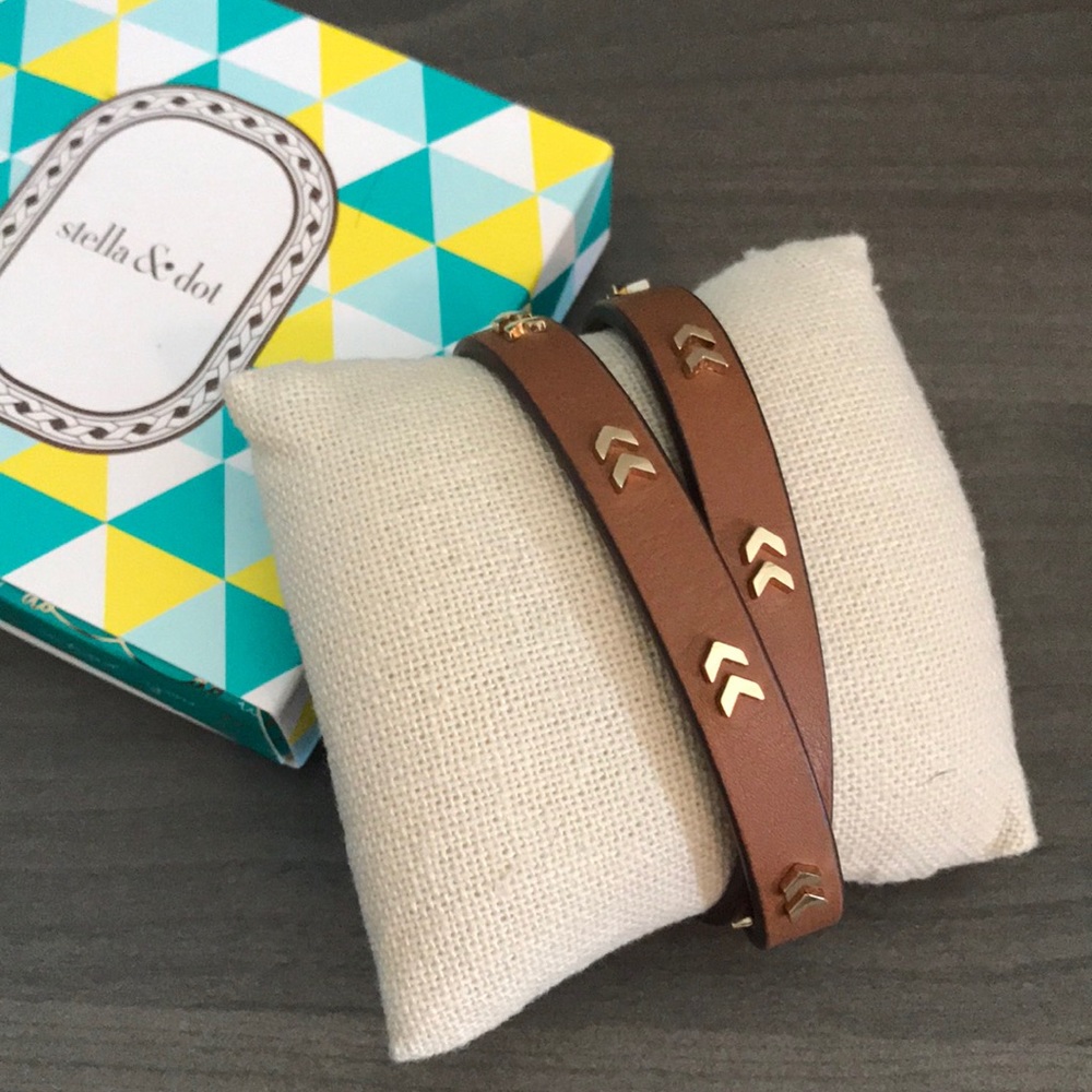 Stella & Dot Chevron Leather Wrap Bracelet